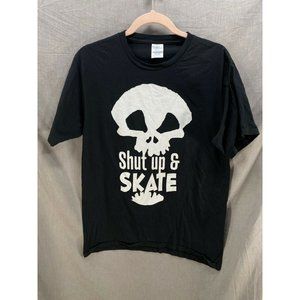 Shut Up And Skate Shirt Adult Medium Black Short Sleeve Pullover Tee‎ Mens
